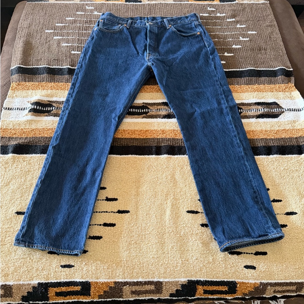 Vintage Levi’s 501 Button Fly Straight Leg Denim Indigo Blue Jeans 36x30
